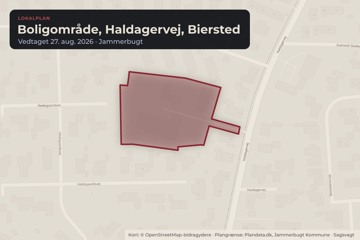 Kort over området for lokalplanen Boligområde, Haldagervej, Biersted